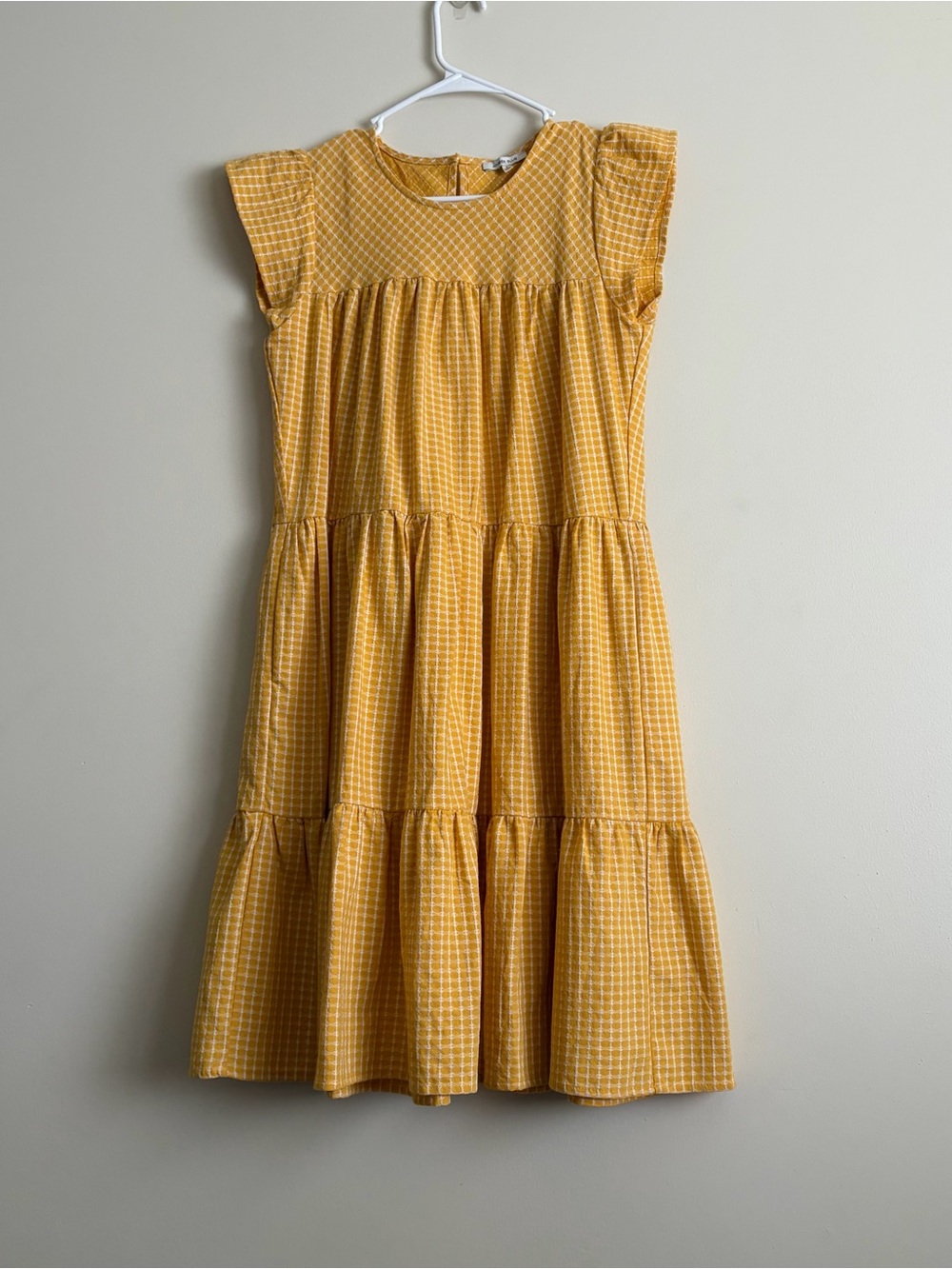 Yellow and White Tiered Dress 100% Cotton